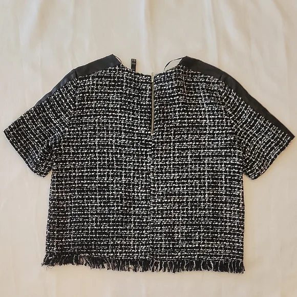 Zara trf Black and White Women's Tweed Top Size M - Picture 3 of 7